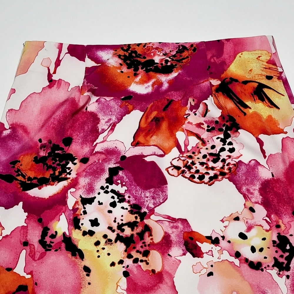 Y2K Worthington Floral Splash of Pink Stretch Pencil Skirt Women's (8P) - Picture 5 of 9